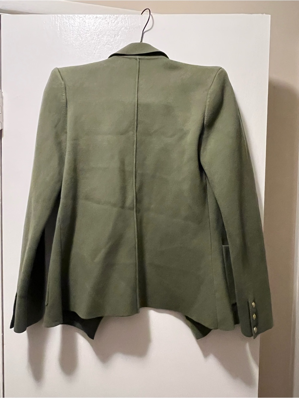 L'AGENCE Kenzie Knit Double-Breasted Blazer, Olive Color, Size Small - Picture 9 of 10
